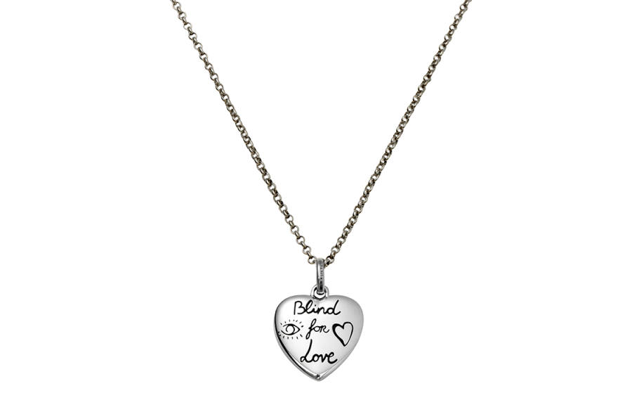 GUCCI Blind For Love 925 Sterling Silver Necklaces Women's Silver