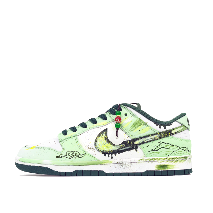 Nike Nike Dunk Abrasion Resistant Low top Skateboard Shoes Men's White Green