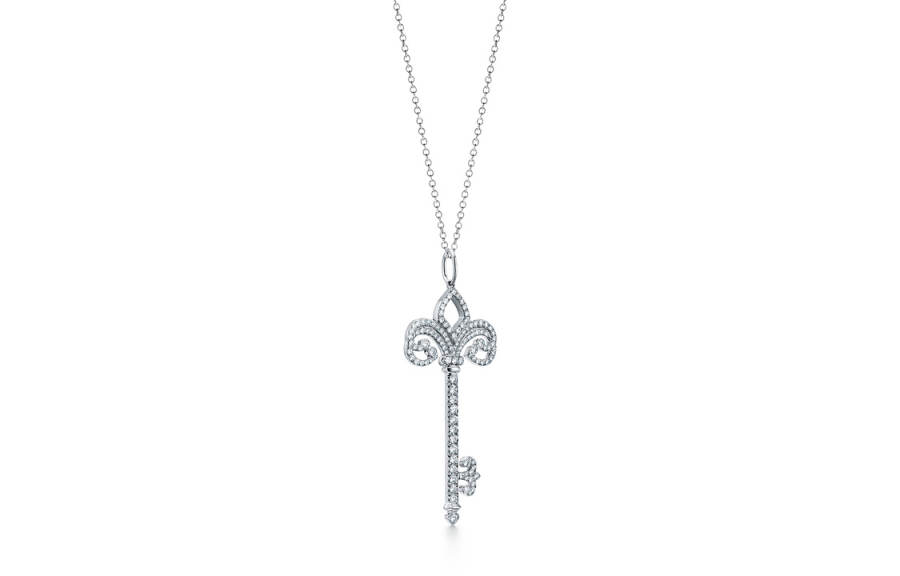 TIFFANY & CO. Keys Diamond Platinum Necklaces Women's