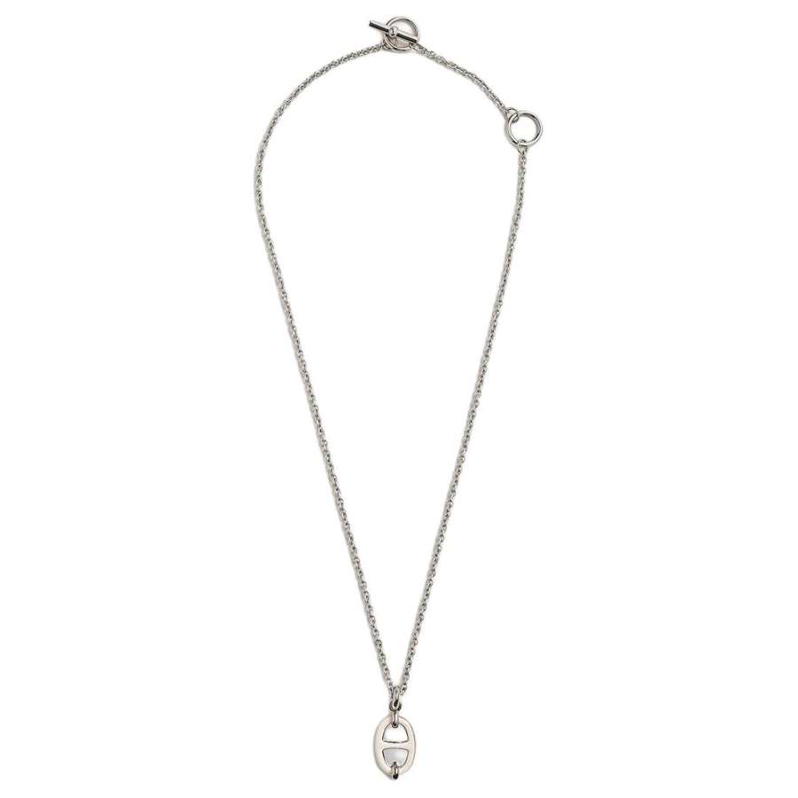 HERMES HERMES Mini Maillon Palladium Plated Necklaces Unisex Silver