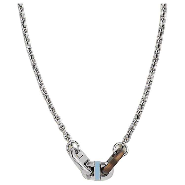 HERMES Maillon Metal, Palladium Plated, Lacquered Finish Metal, Ox Horn Necklaces Women's Silver