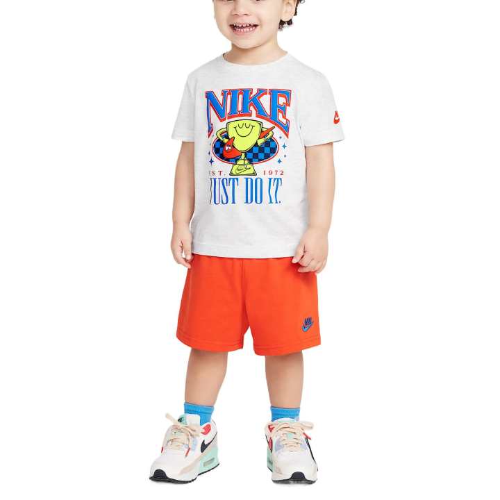 Nike Nike Casual Sportswear 1972 SS25 Set Gray Top+Red Bottom Infant And Toddler