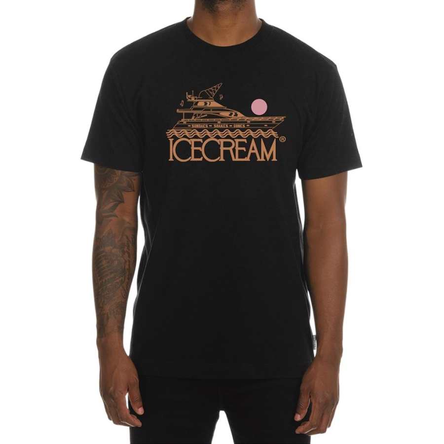Ice Cream T Shirts Unisex Black Crew Neck
