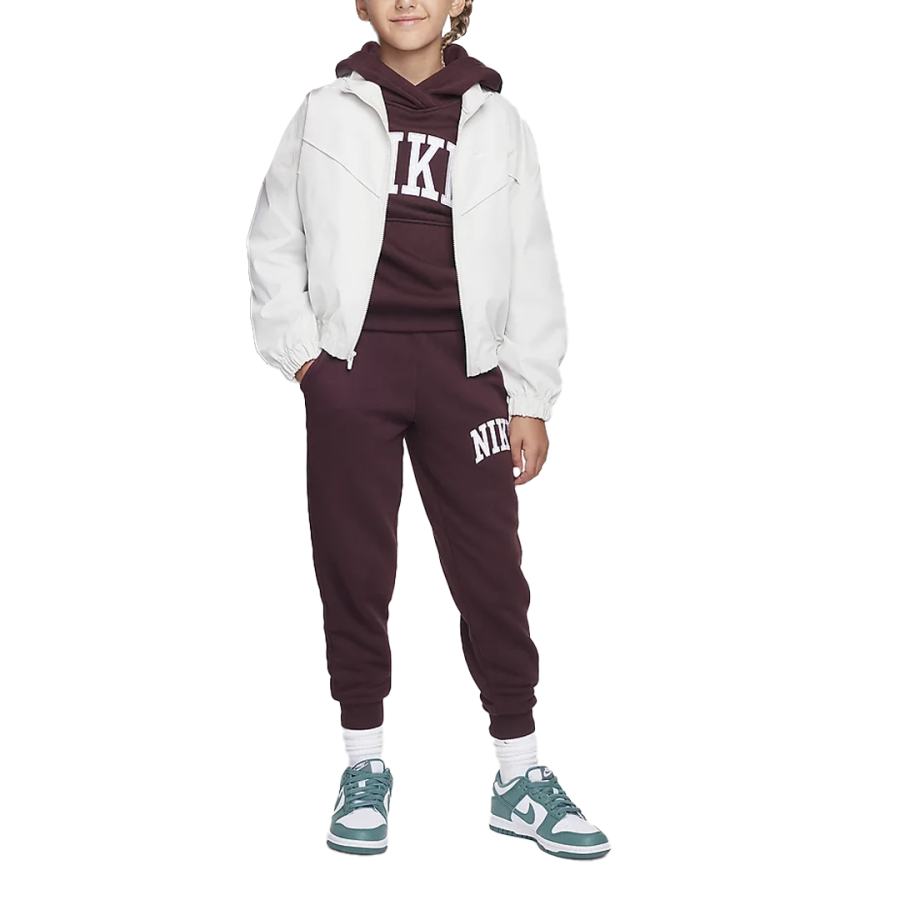 Nike Nike Full Length Pants Sportswear Club Fleece Letter Versatile Comfortable Elastic Fleece Lining Bright Burgundy Red