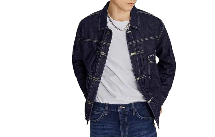 Lee Lee Denim Jackets Men's Washed Lapel Moderate Straight Fit