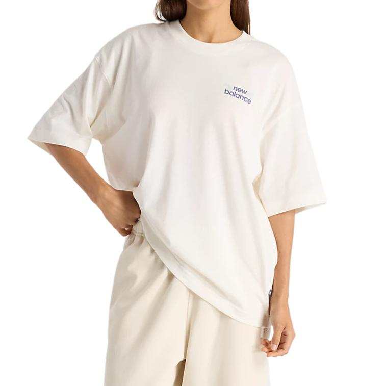 New Balance New Balance Flower Drop Shoulder Sleeve T Shirt Women's White