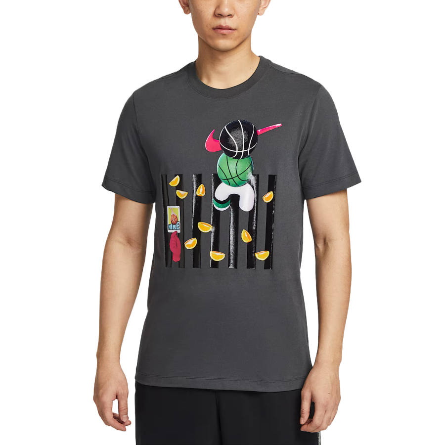 Nike Nike Dri Fit T Shirts Men's Gray Crew Neck Moderate Straight Fit