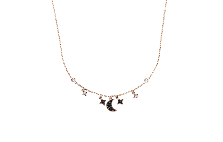 Swarovski Symbolica Faux Crystal Stone, Rose Gold Plated Necklaces Women's Black