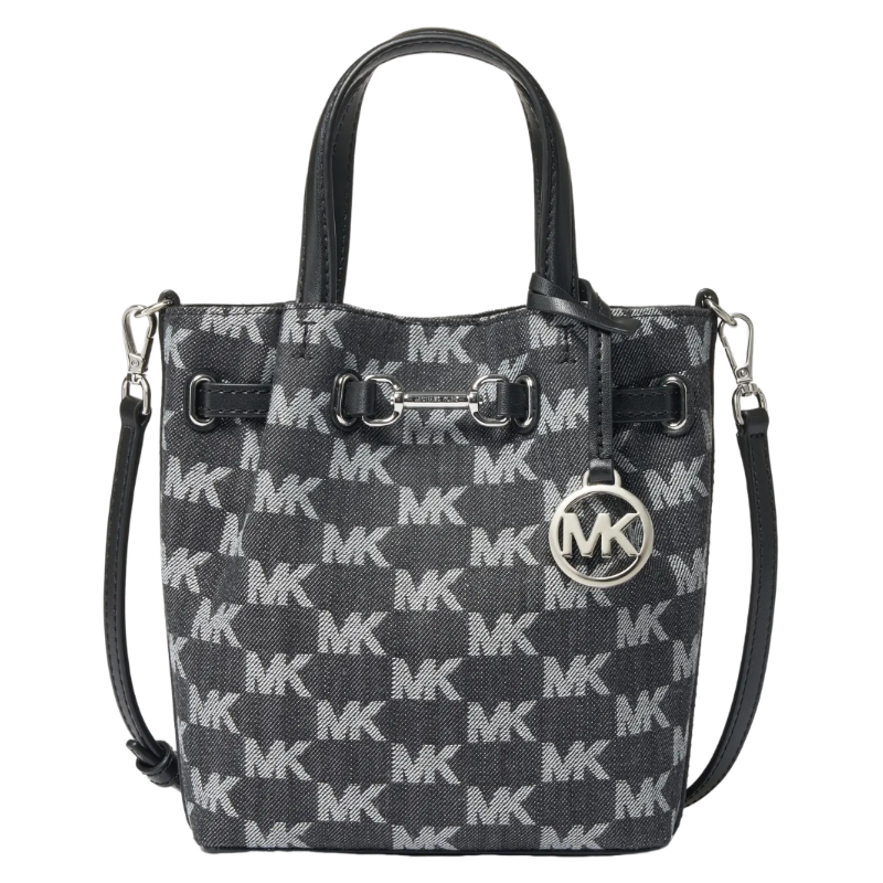 MICHAEL KORS Carson Artificial Leather Monogram Crossbody Bag Small Women's Black
