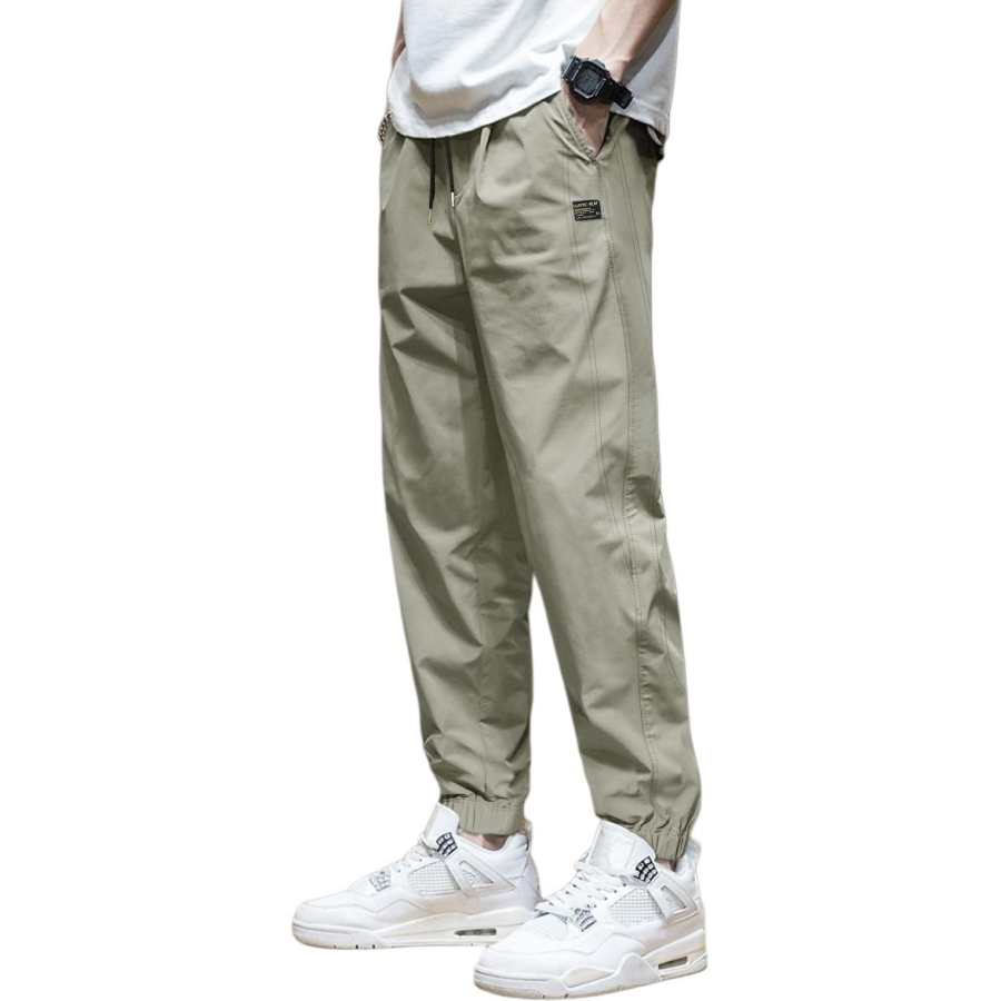 Tonlion Casual Pants Men's Light Green Moderate Cuffed Pants
