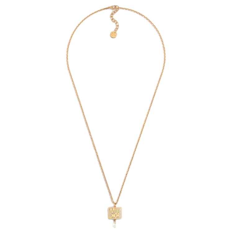 DIOR Brand Logo Necklaces Women's Gold