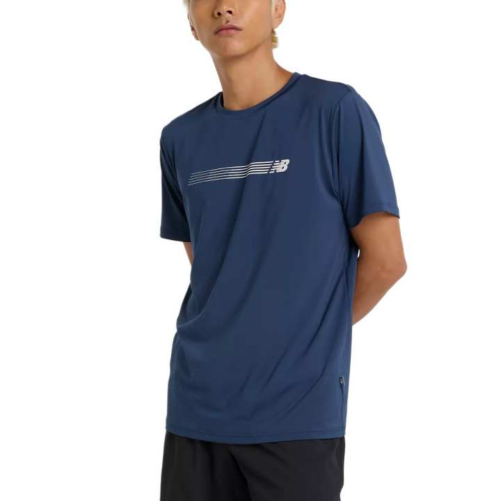 New Balance New Balance Linear Lines Performance T Shirt Men's Marine
