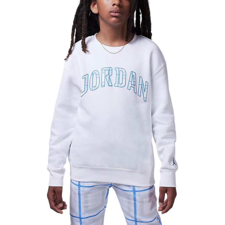 Jordan Jordan Sweatshirt BrooklynEssentials Fleece Lined Crew Neck Drop Shoulder White Teenagers