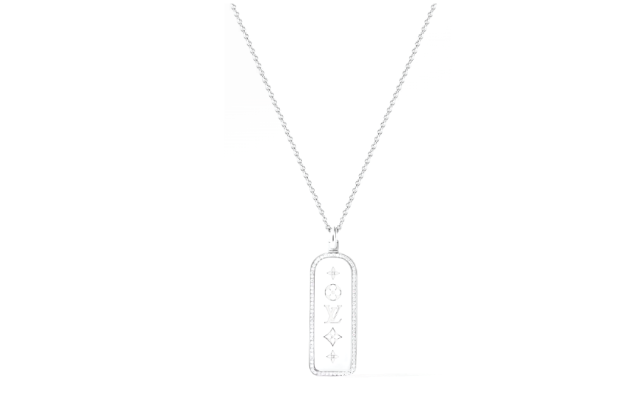 LOUIS VUITTON Lv Les Gastons Vuitton Large Tag Pendant White Gold And Diamonds