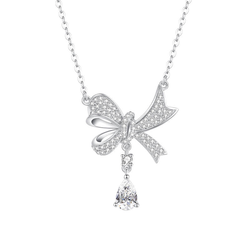 CHOW TAI SENG 925 Sterling Silver Synthetic Cubic Zirconia Necklaces Women's