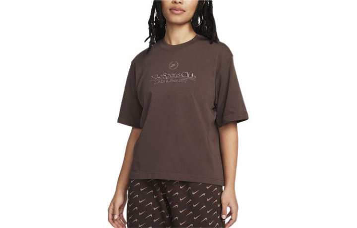 Nike Nike Drop Shoulder Sleeve T Shirt Women's Brown