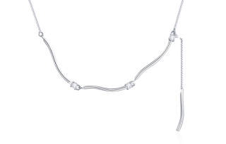 QIMEILA 925 Sterling Silver Synthetic Cubic Zirconia Necklaces Women's