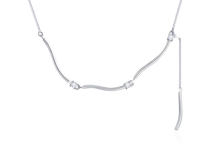 QIMEILA 925 Sterling Silver Synthetic Cubic Zirconia Necklaces Women's