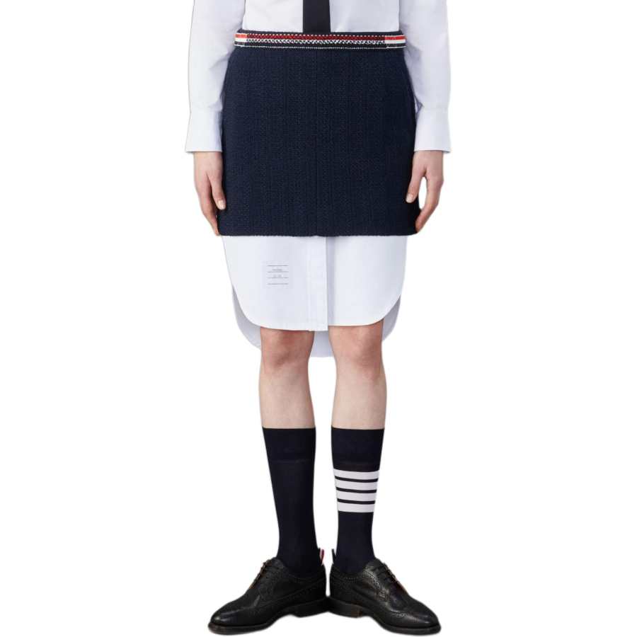 THOM BROWNE THOM BROWNE 4 Bar Tab Striaght Hem Tweed Skirt