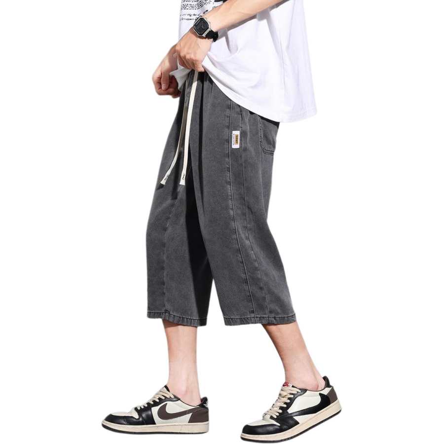 Tonlion Jeans Men's Black Gray Color Thin Straight Fit Pants