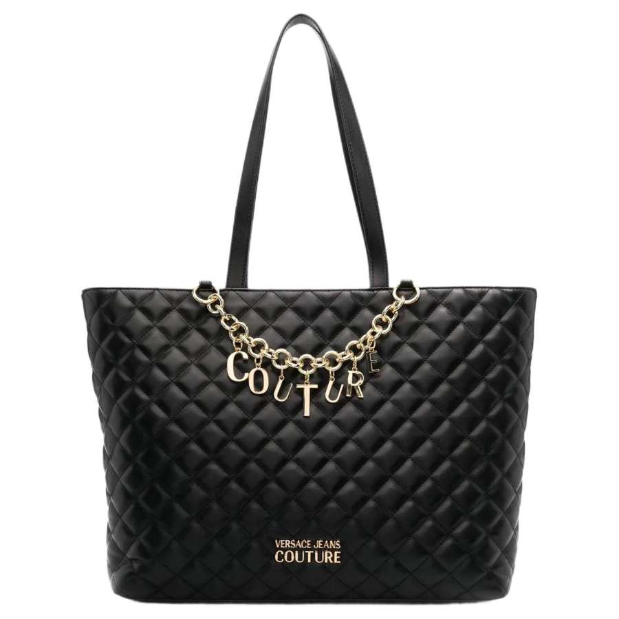 VERSACE JEANS COUTURE Polyurethane Tote Handbag, Shoulder Bag Large Women's Black