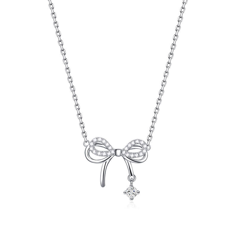 FANCI Lively Bowknot Collection 925 Sterling Silver Collarbone Chain Women's
