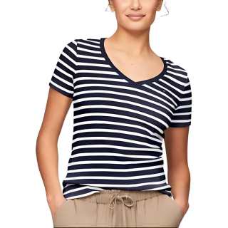 Tommy Hilfiger T Shirt Women's Navy Blue & White Stripes