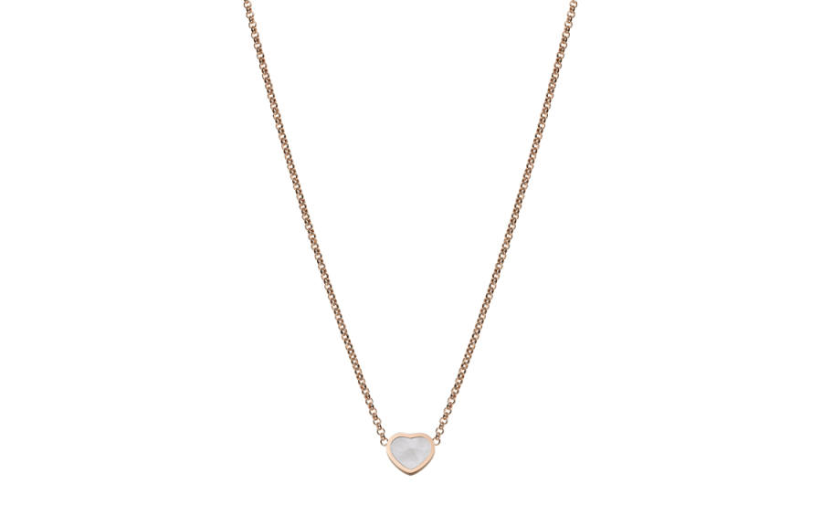 Chopard 18kt rose gold My Happy Heart mother-of-pearl necklace