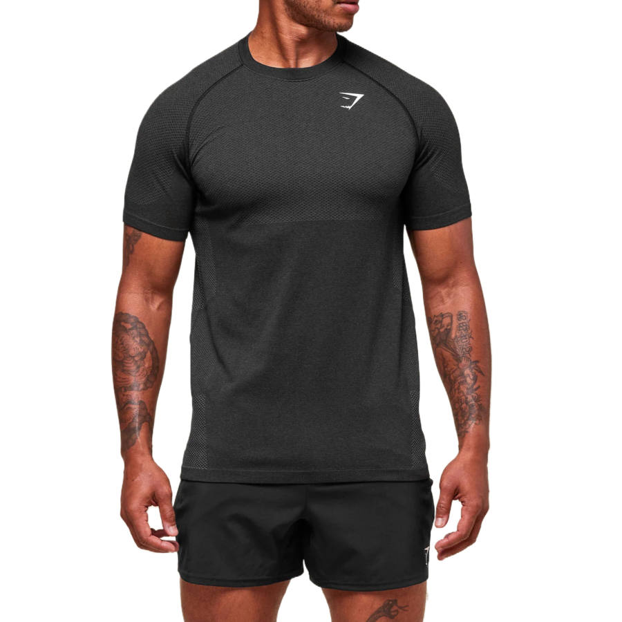 GYMSHARK T Shirts Men's Dark Gray Crew Neck Moderate