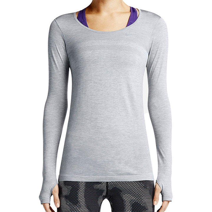 Nike Nike T Shirts Women's Gray Crew Neck Moderate Straight Fit