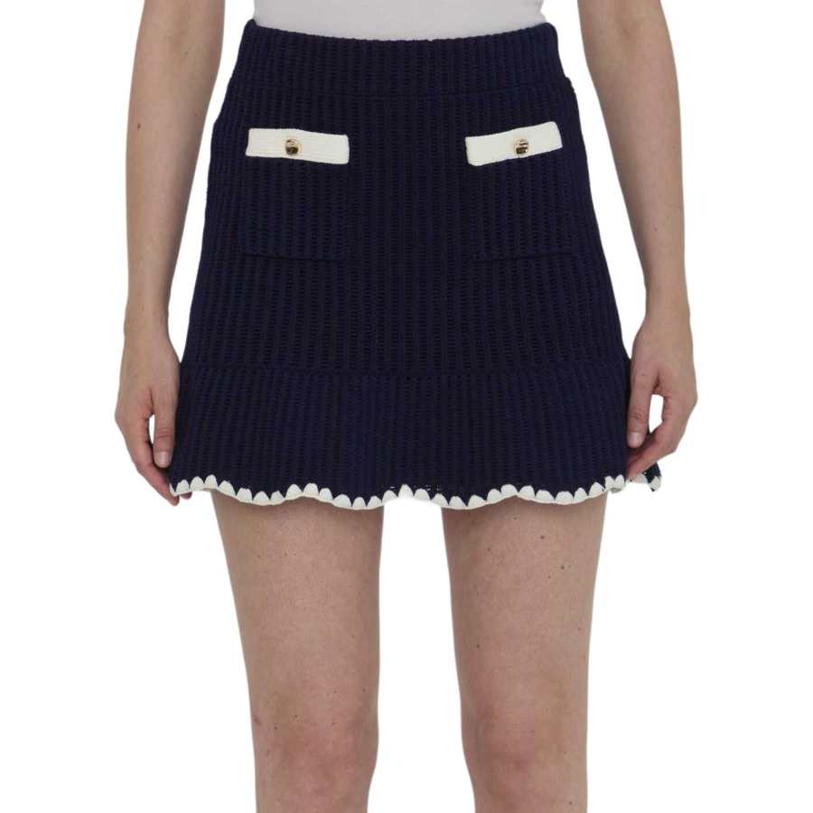 Self-portrait crochet-knit mini skirt
