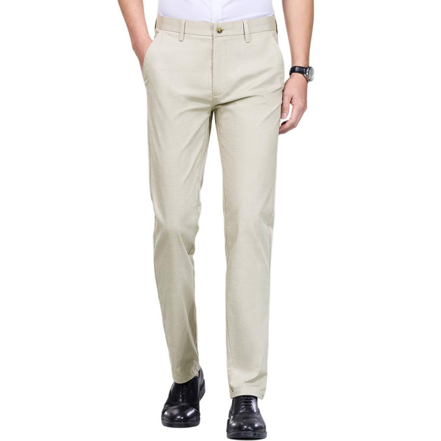 Hodo Casual Pants Men's Khaki Moderate Straight Fit Pants