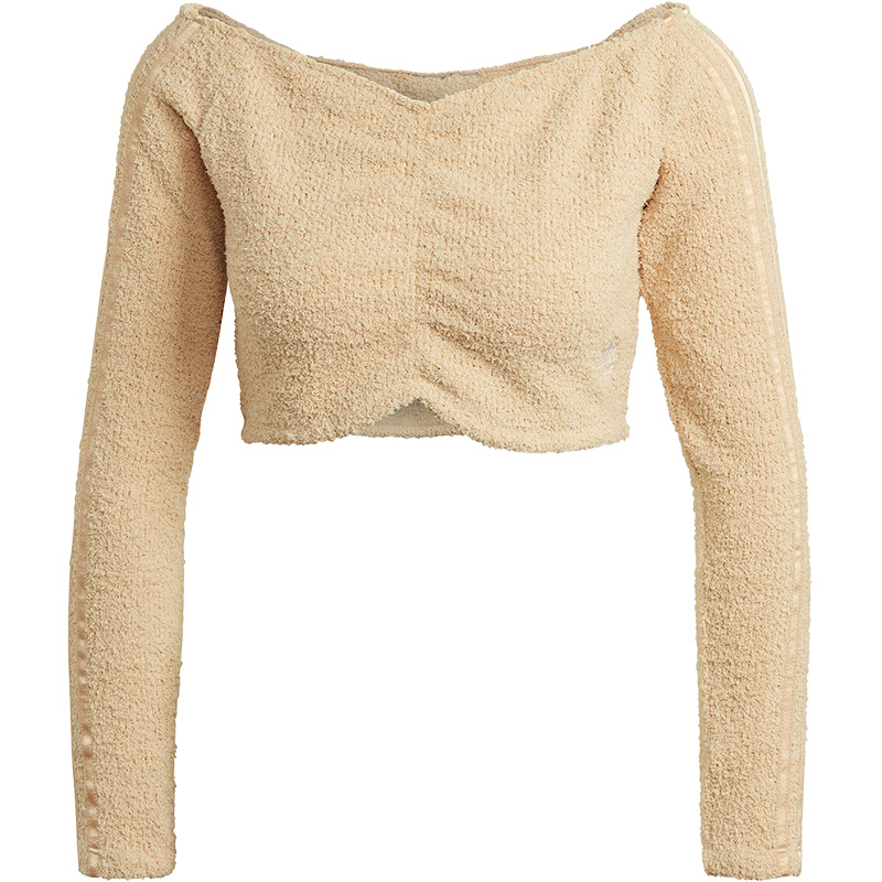Adidas Adidas Crop Tops Women's Khaki Boat Neck Moderate