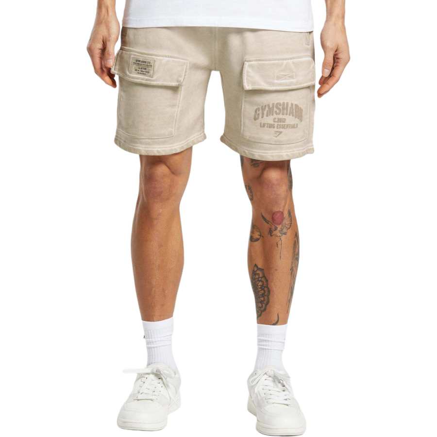 GYMSHARK HEAVYWEIGHT WASHED CARGO SHORTS Cargo Shorts Men's Pebble Gray