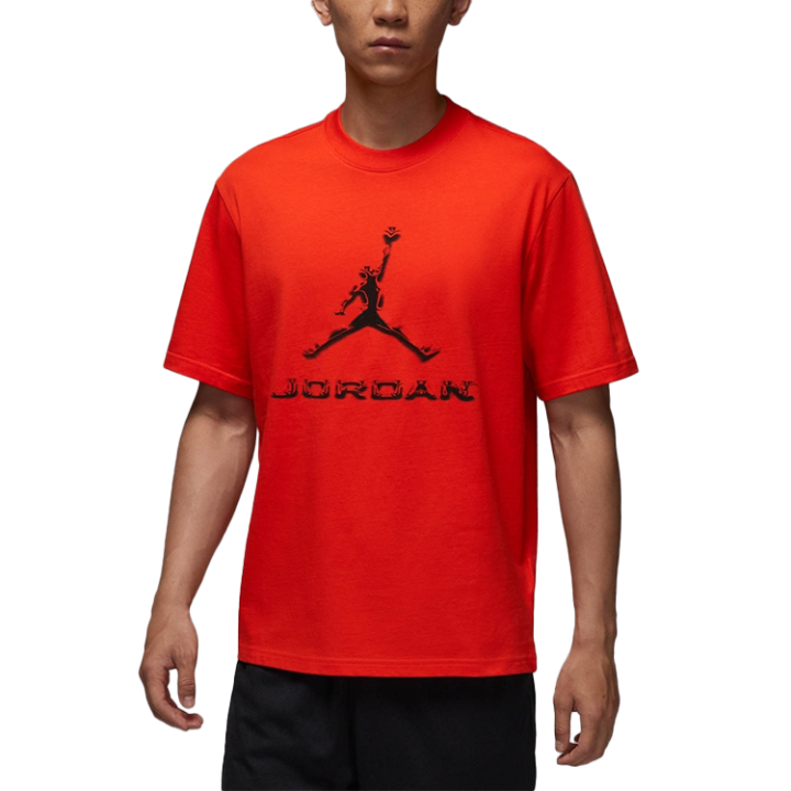 Jordan Jordan T Shirts Men's Orange Red Crew Neck Moderate