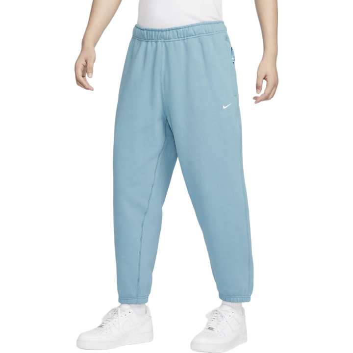 Nike Nike Solo Swoosh Casual Comfortable Soft Minimalist Style Fleece Lined Knitted Sweatpants Men's Denim Blue Green/White