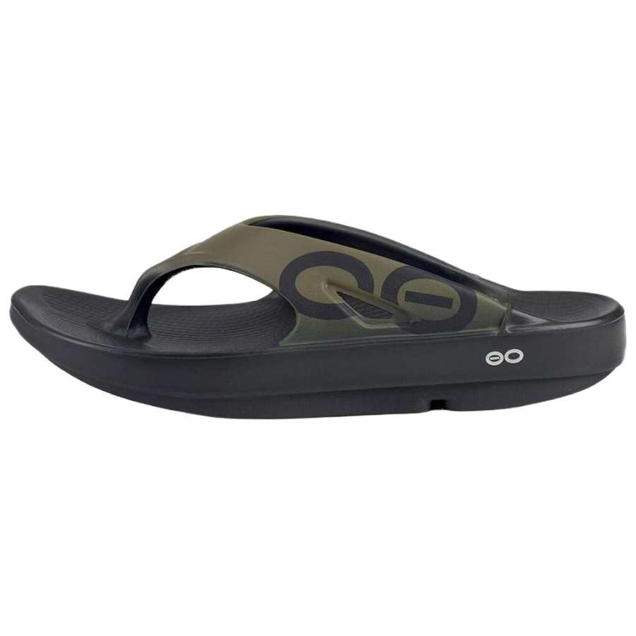 OOFOS Abrasion Resistant Flip Flops Unisex Green Black