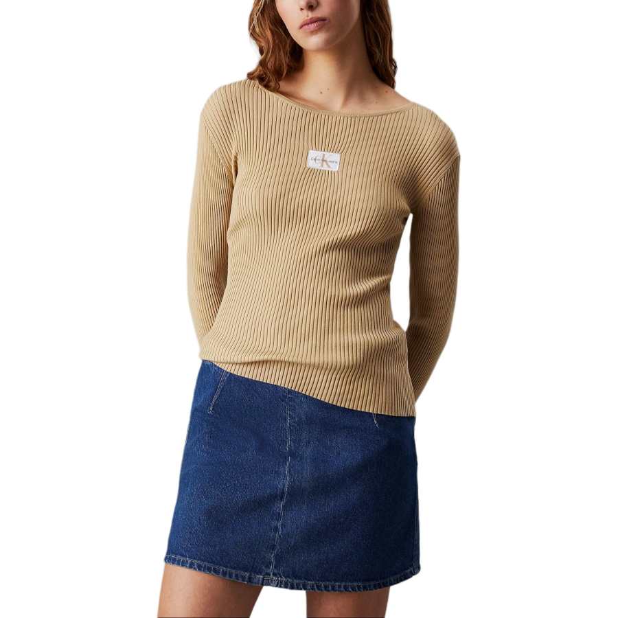 CALVIN KLEIN Knitwear Europe Version Women's Light Khaki