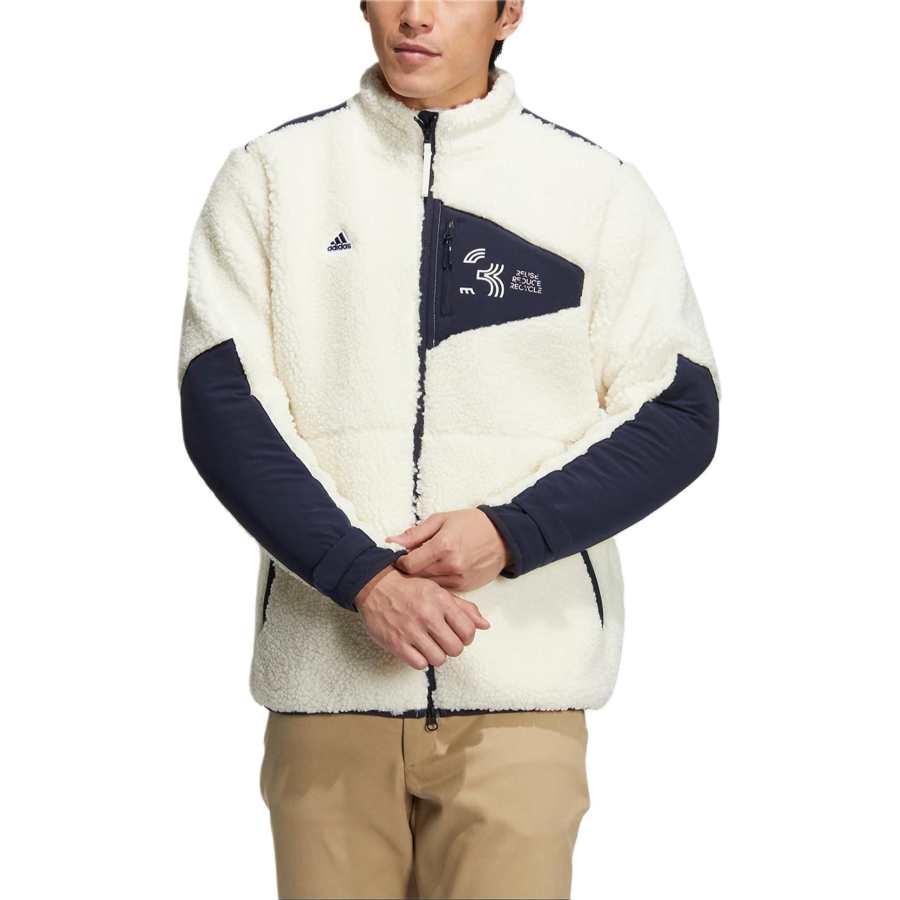 Adidas Adidas PLAY GREEN FULL ZIP BOA SLEEVE Velvet feel Coat Men's Ivory/Legend Ink