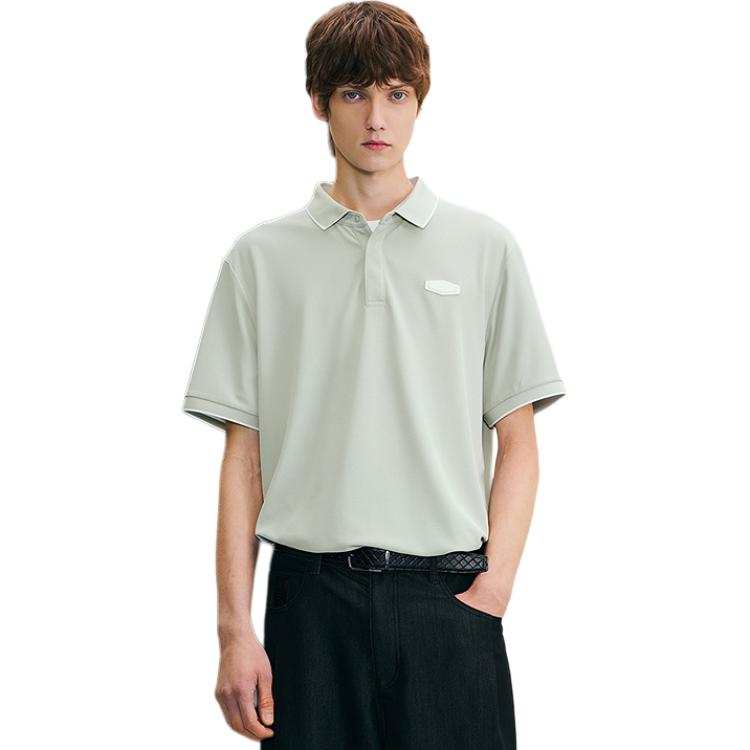 PEACEBIRD MEN Polo Shirts Men's Mercury Green 1 Polo Collar Thin Straight Fit