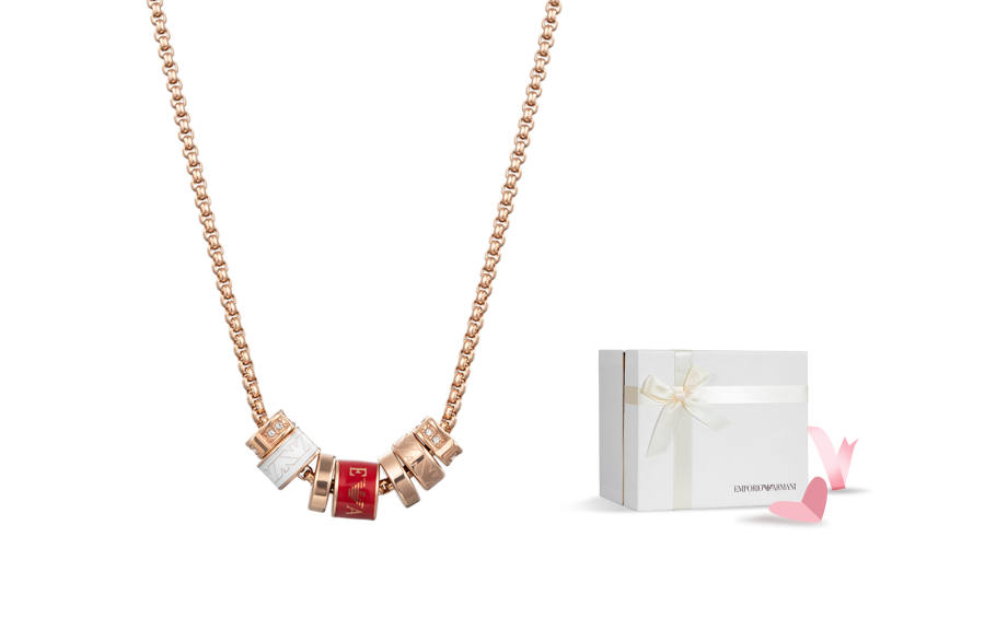EMPORIO ARMANI Stainless Steel Zircon Necklaces Women's