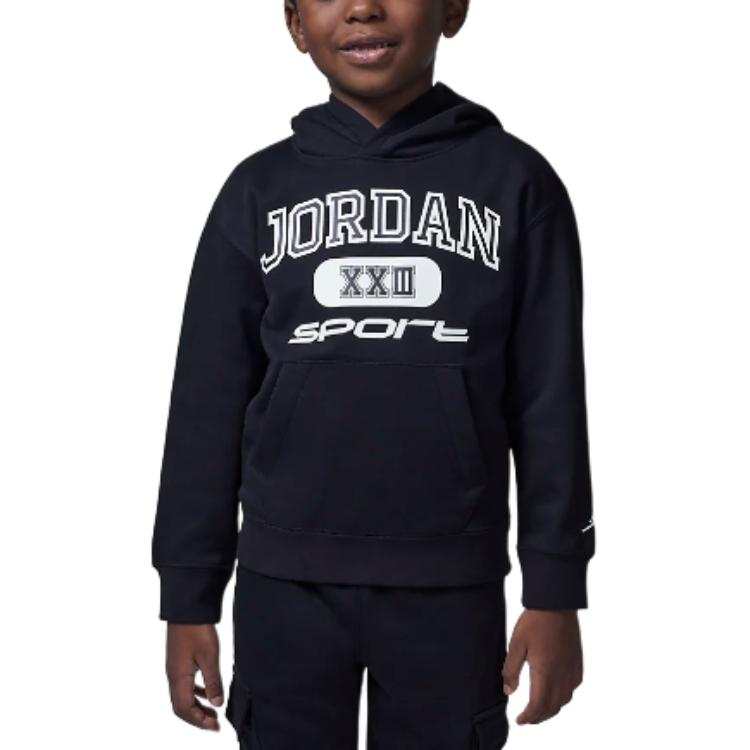 Jordan Jordan Sweatshirt Sport Fleece Lined Print Pullover Hooded Black Children Aged 3 7 Years Old