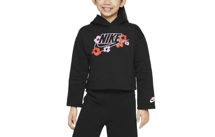 Nike Nike Kids' Apparel Floral Fleece Little Graphic Hoodie Sweatshirt Kids' Black