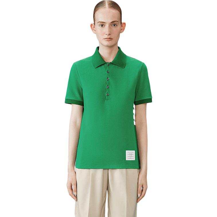THOM BROWNE Thom Browne striped logo-patch polo shirt