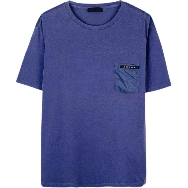 PRADA T Shirts Men's Dark Blue Crew Neck Moderate Straight Fit