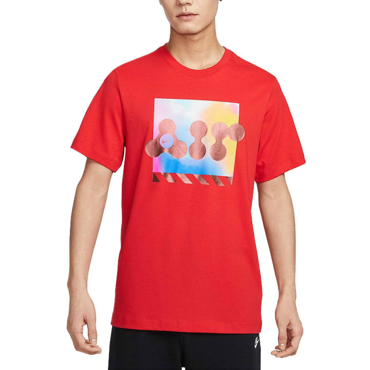Nike Nike Sportswear T Shirts Men's Red Crew Neck Moderate Straight Fit