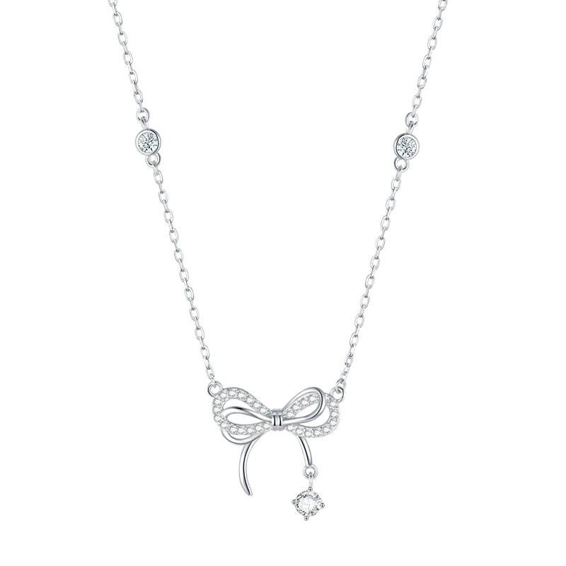 CHOW TAI SENG 925 Sterling Silver Synthetic Cubic Zirconia Necklaces Women's