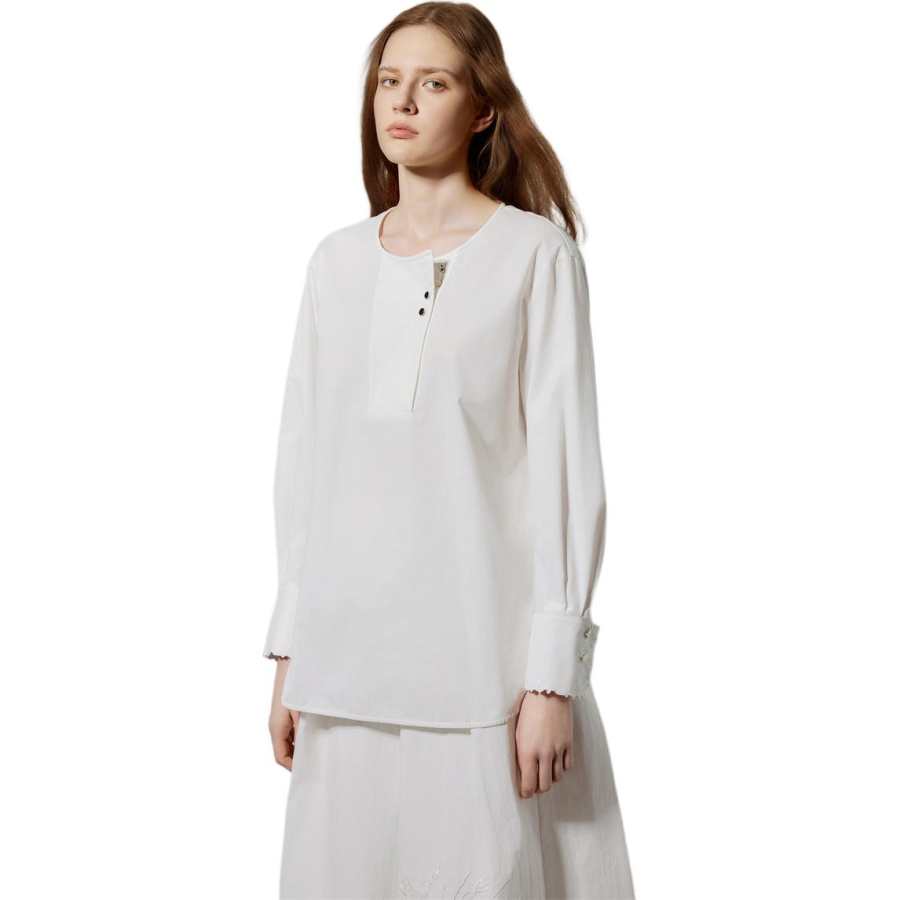 ELLE Shirts Women's White Crew Neck Moderate Shirt