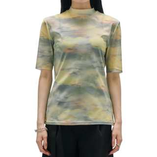 UNITED TOKYO T Shirts Women's Ivory Stand Collar Thin