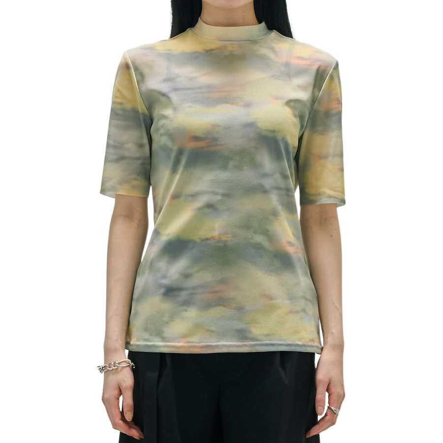 UNITED TOKYO T Shirts Women's Ivory Stand Collar Thin